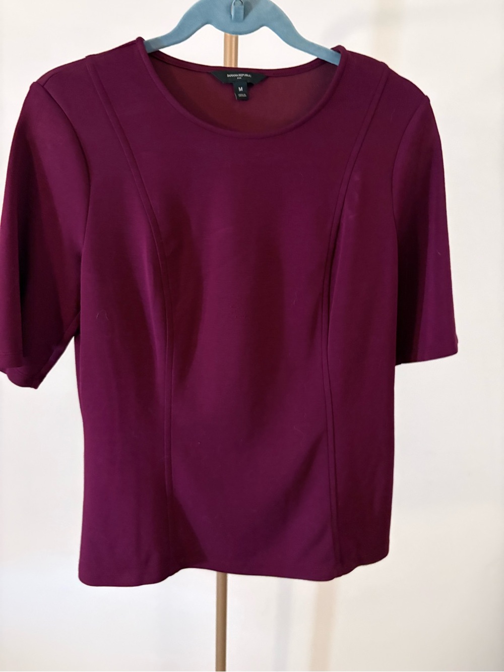 Banana Republic Women's Short Sleeve Ponte Top — Maroon